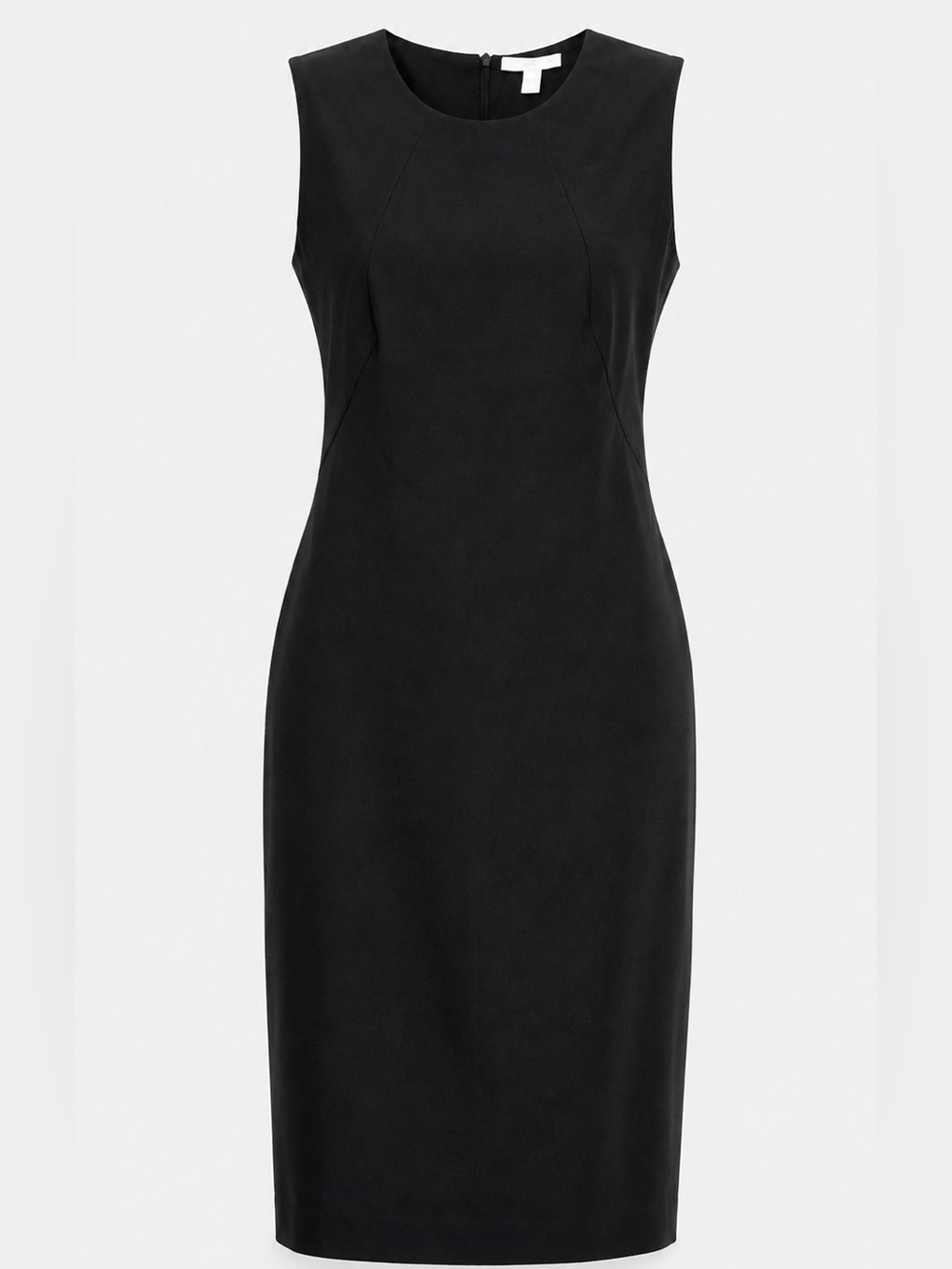 Hugo Boss Dallasa 7 Black Charcoal Wool Sleeveless Straight Sheath Dress